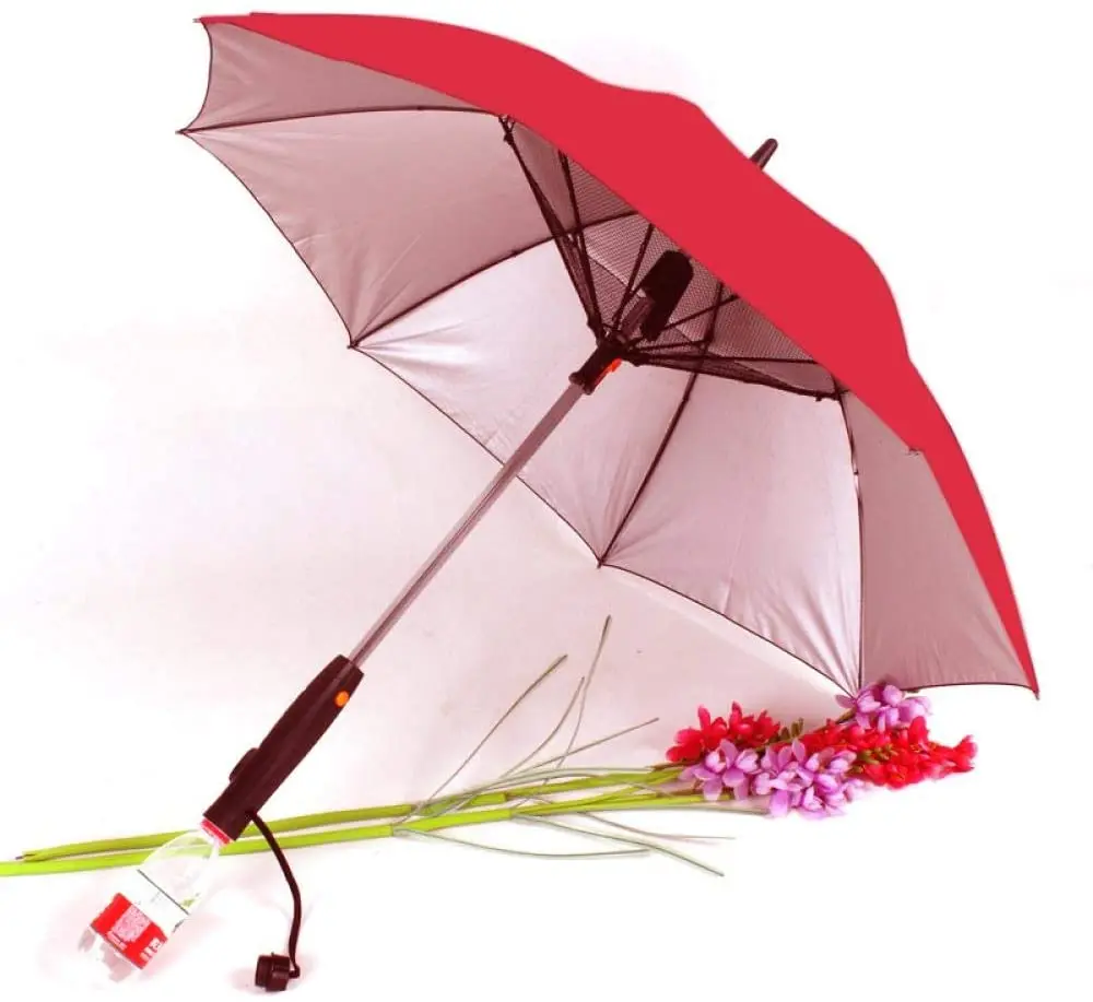 UV Protect Solar Power Umbrella Fan Cooling Fan Umbrella with Fan and Water Spray