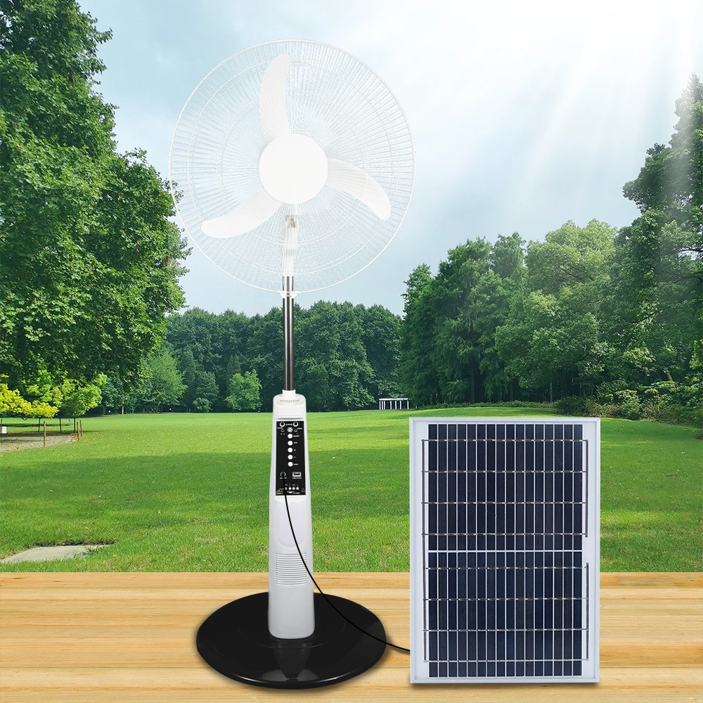 Household Solar Powered Floor Stand Fan Outdoor Solar Fan With Solar Panel Charging 18 Inch