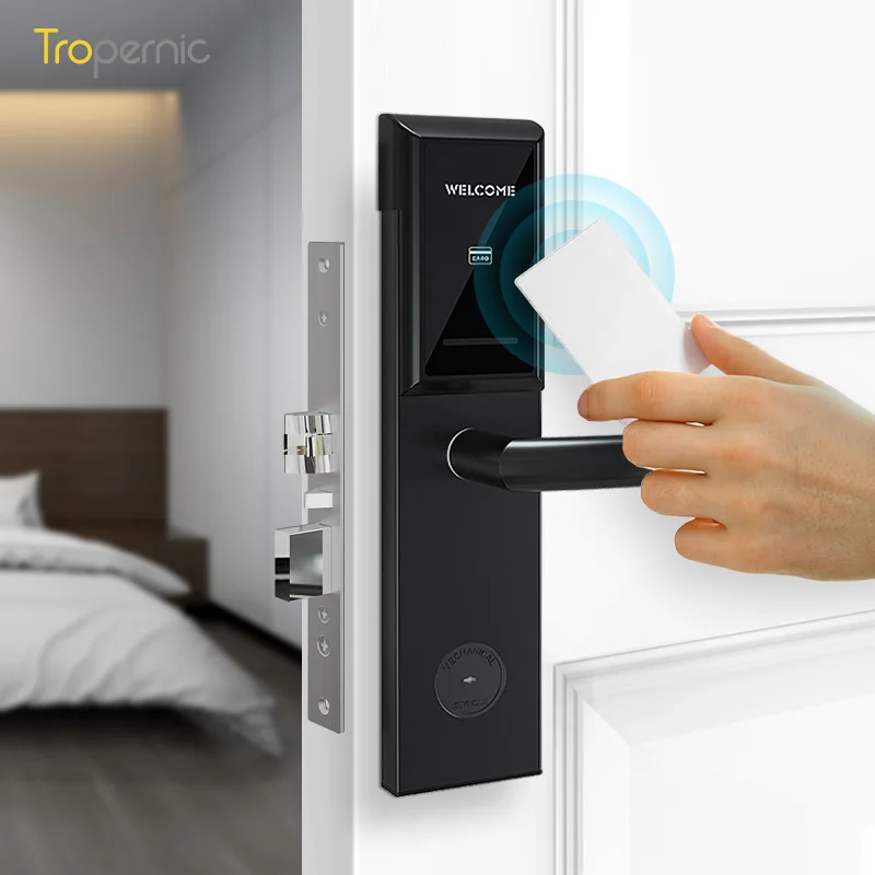 Simple Steel Door Handle Mortise Digital Free Shipping Outdoor Smart Card Rfid Hotel Lock