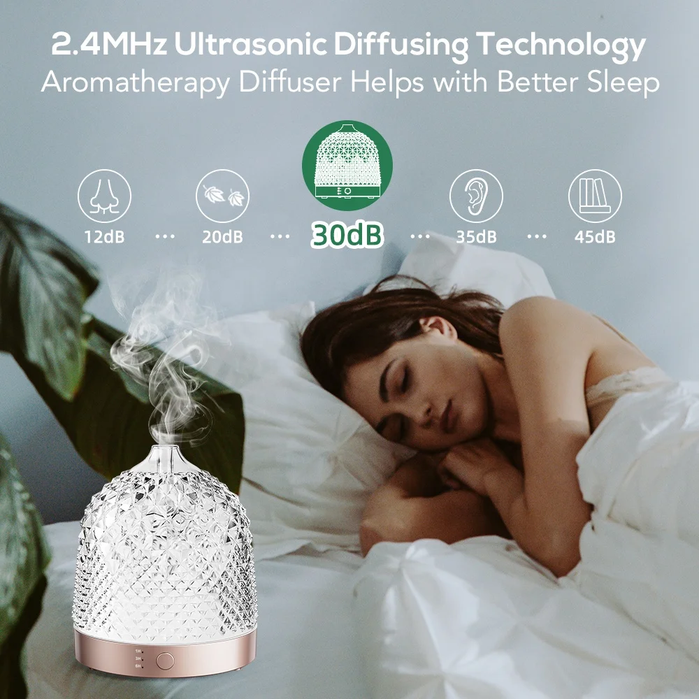 Lecdura Glass Essential Oil Diffuser Perfume Diffuser Glass Reservoir Dome Scent Diffuser