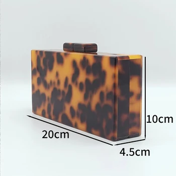 2024 New Fashion Leopard Print Acrylic Clutch Purses For Women With Marbling Elegant Banquet Evening Crossbody Bag