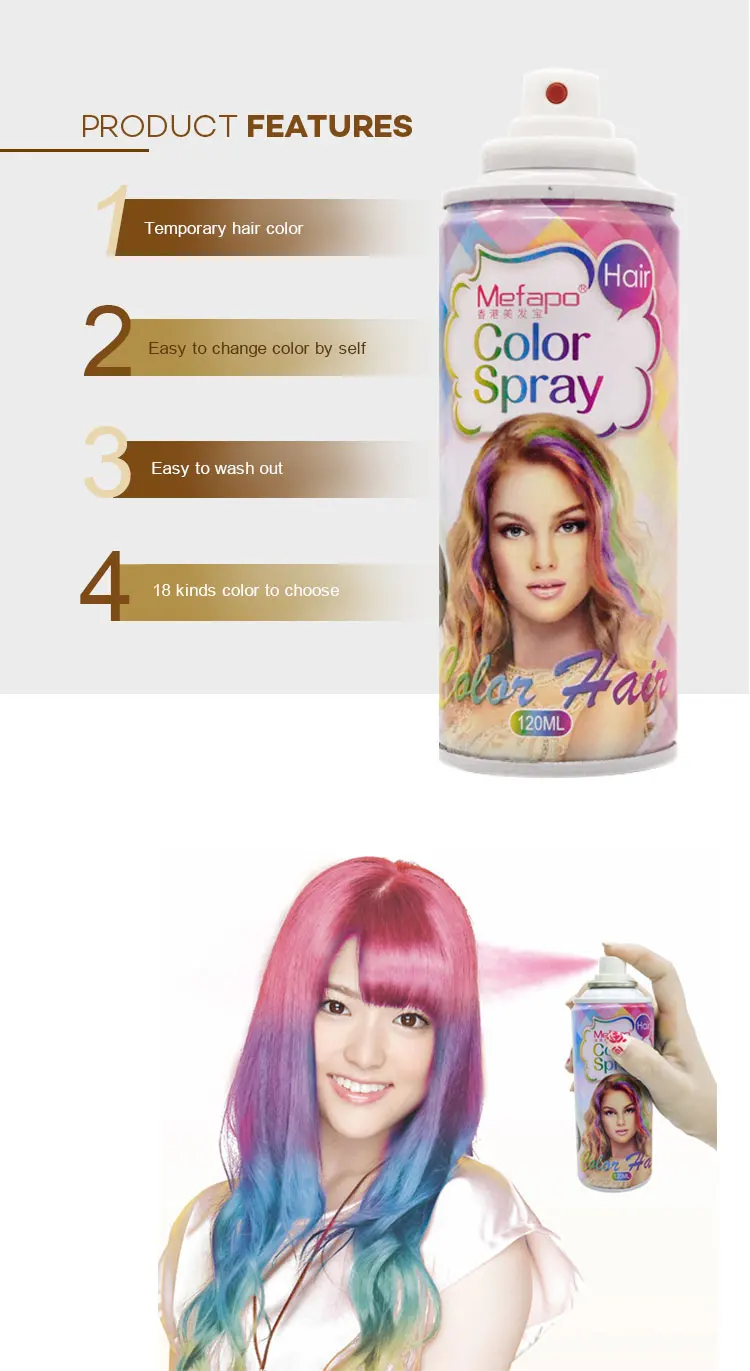 Mefapo Temporary Hair Color Spray Wholesale - Buy Color Hair Spray ...