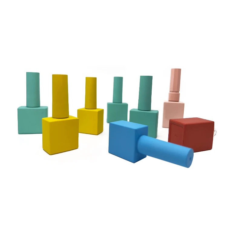 Factory Custom Empty Square Glass Nail Polish Bottle With Brush Cap