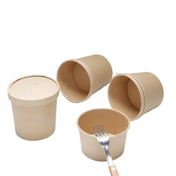 Factory wholesale Restaurant Eco-friendly Disposable Paper Soup Cups Containers With Paper Lids Disposable Paper Soup Bowls