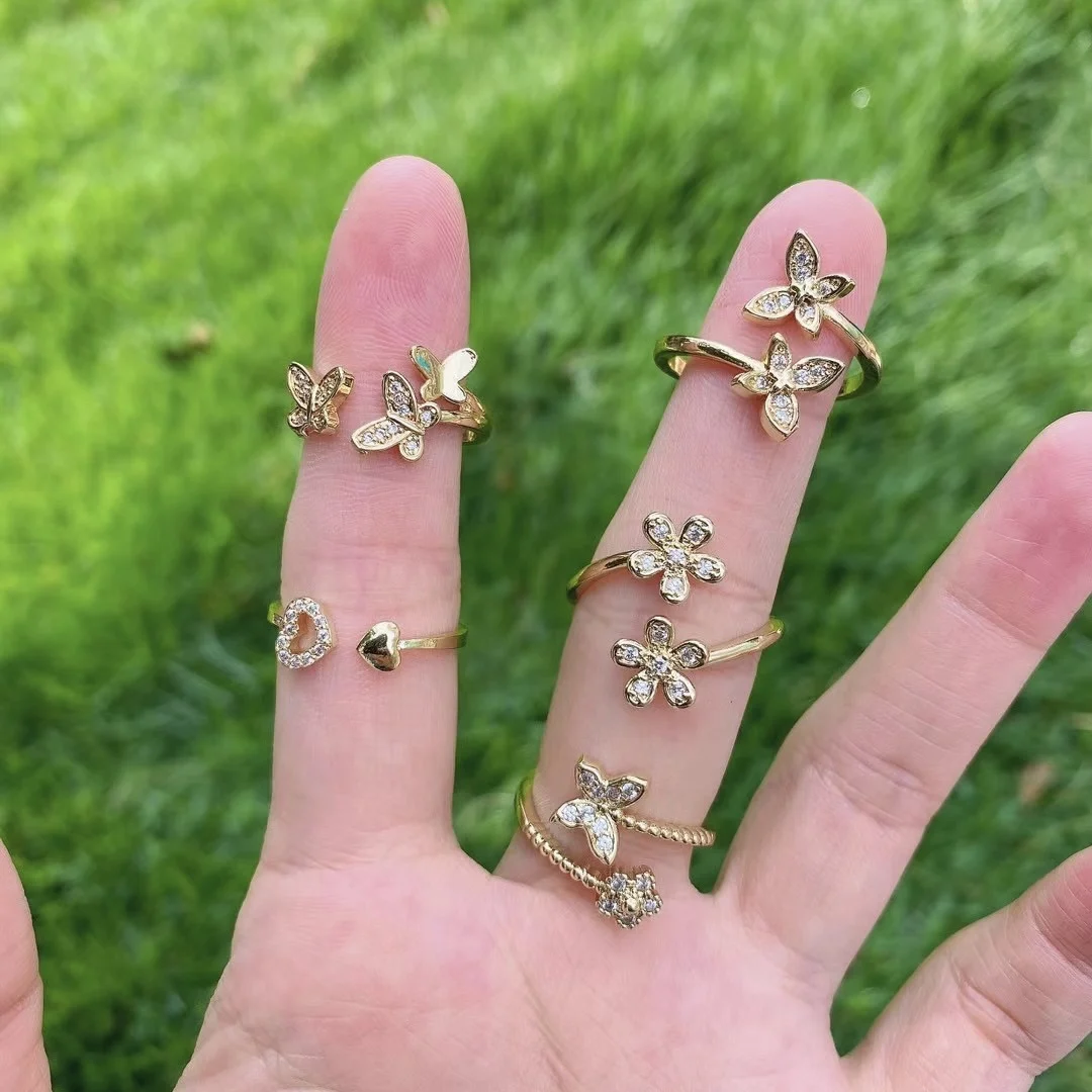 Petite Pave Rhinestone Butterfly Ring Fashion Jewellery Pinky Kids 