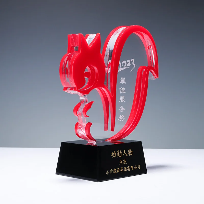 High quality wholesale customized creative design acrylic trophies awards plaques details