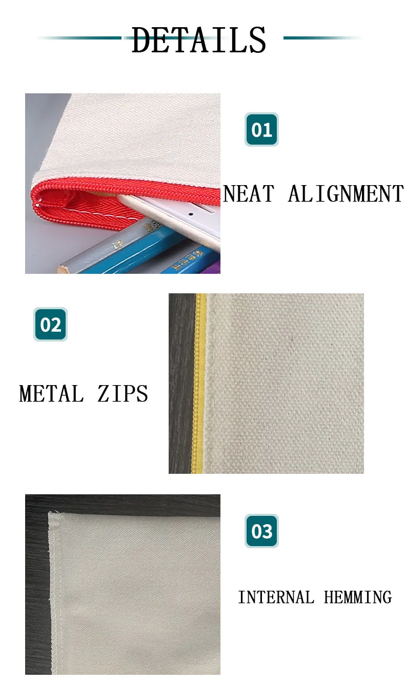 Eco Friendly Custom Cotton Blank Zipper Pouch Make up Bags Plain Cotton Canvas Makeup Cosmetic Bag With Logo manufacture