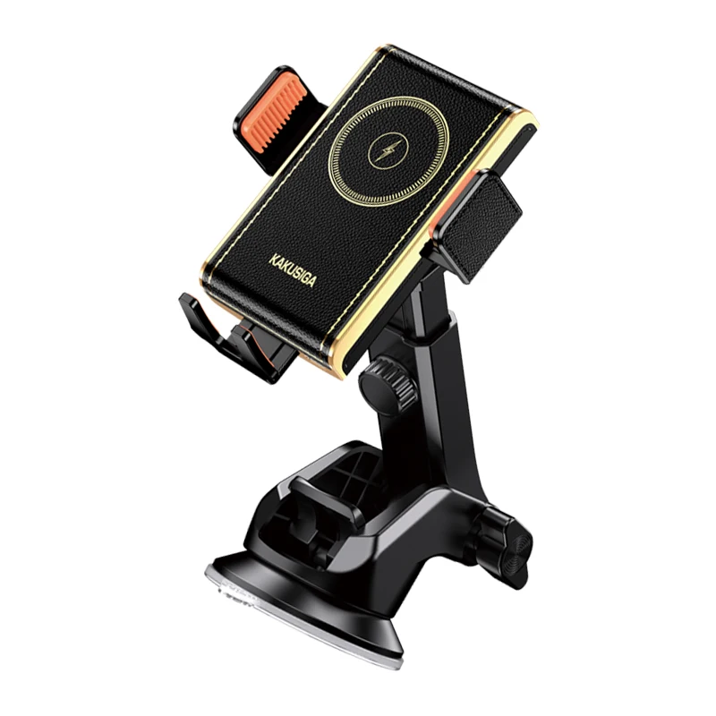KAKUSIGA Suction Cup Telescopic Wireless Fast Charging Car Phone Holder for Center Console