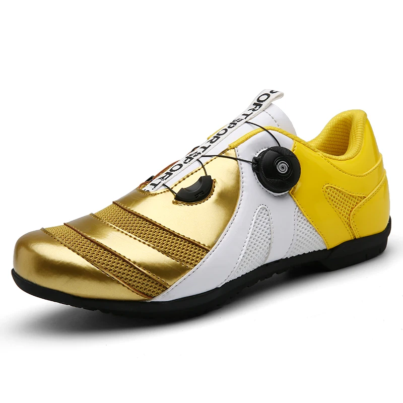 gold cycling shoes