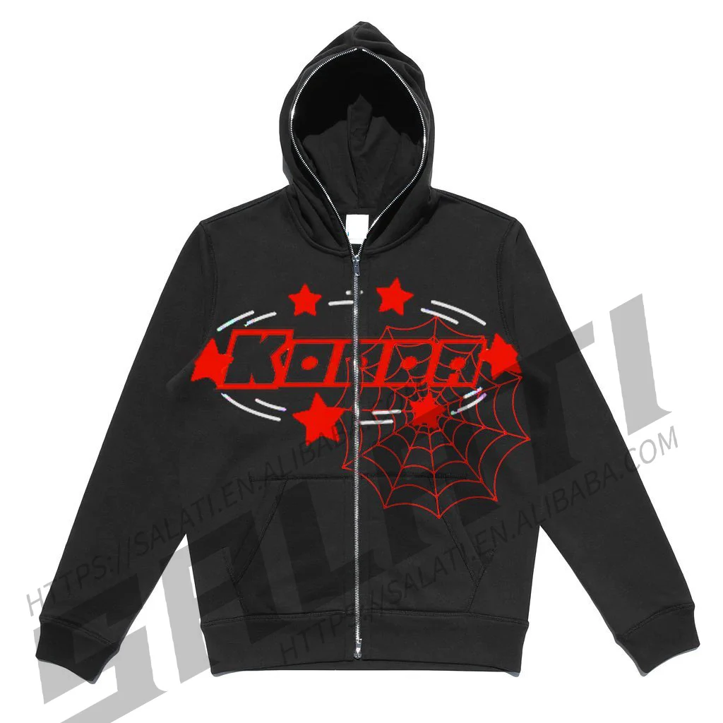 Custom Sweatshirt Total Full Face Zip up Cotton 3d Puff Print Hoodie for Men gallery 3