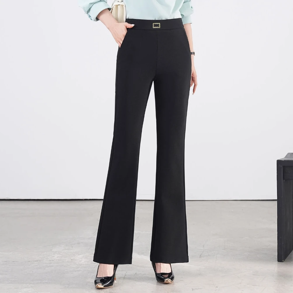 2025 Autumn-Winter Collection - New Loose Straight High-Waist Casual Pants in Size - Slim Fit Design with Solid Pattern