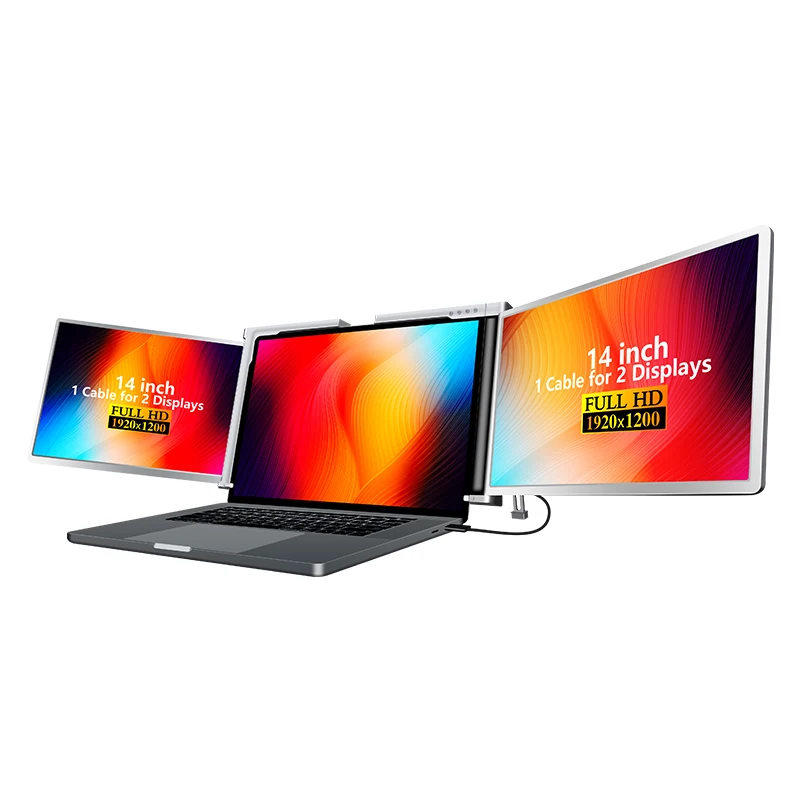 14" Laptop Screen Monitor Extender Usb C Triscreen For 1610 15"17
