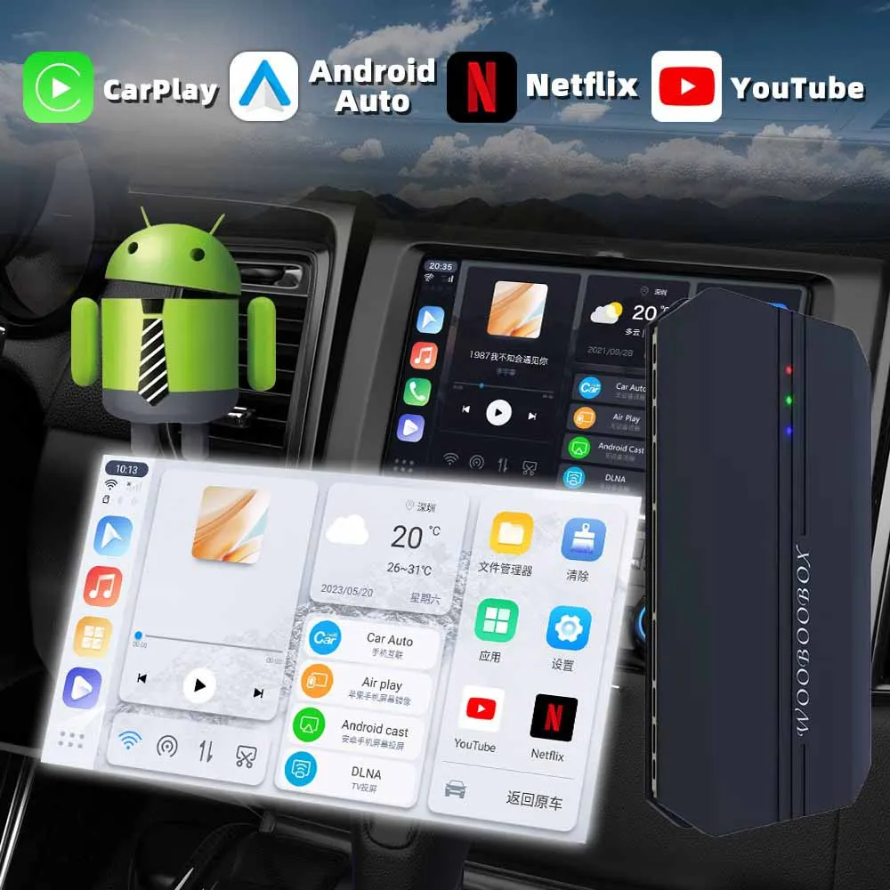 Xlintek Gt6 Mini Carplay Ai Box for Universal Original Carplay Android Wifi Wireless Carplay Adapter With Youtube Netflix