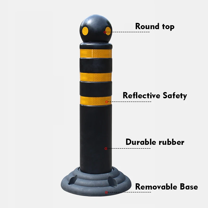 High Visibility Recycled Rubber Bollard Guard with Reflective Traffic Warning Features manufacture