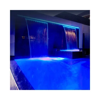 Pool Waterfall 121CM with RGB light length with 4 water inlet Garden Decor Wall Waterfall Fountain With Led Lights