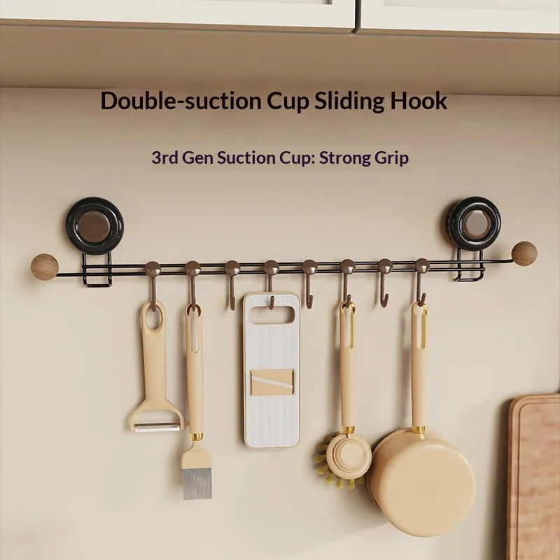 Kait Pintu dengan Suction Cup Tanpa Lubang, Kuat Menahan Beban, Desain Modern Minimalis untuk Pintu Masuk dan Dinding Kamar Tidur, Rak Penyimpanan untuk Pakaian dan Peralatan Masak