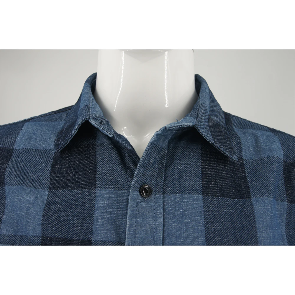 Hot Sales Polyester Cotton Men's Long Sleeve Blouse Square Grid Casual Shirt