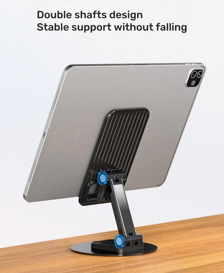 360 Degrees Rotated Lazy Bracket Height Adjustable Metal Base Lifting Folding 2 in 1 Phone and Tablet Holder for ipad