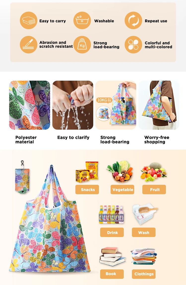 Wholesale Custom Recycled Standard Reusable Recycle Nylon Carry Grocery