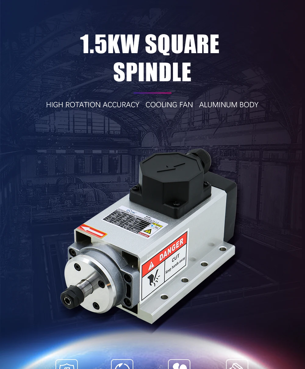 Cnc Milling Machine Spindle Motor 1500w 1.5kw 110v 220v 380v High Speed