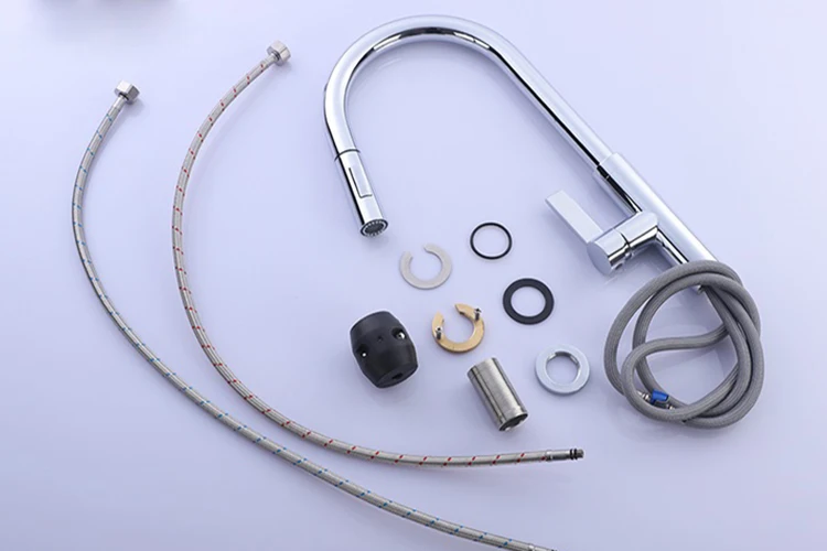 Grifo de latón negro para cocina, grifo abatible