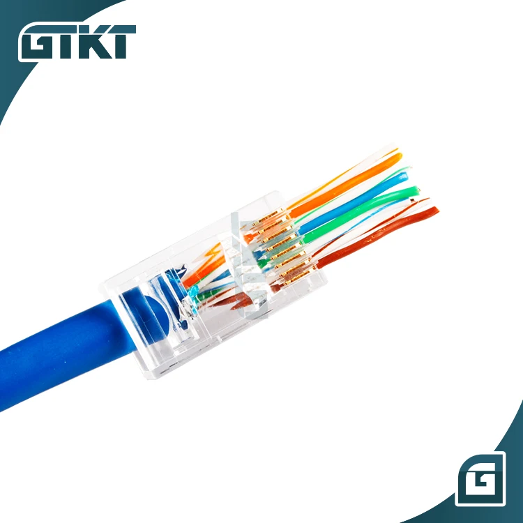 Упаковка из 10 шт. блок ethernet RJ45 разъем Cat5e 8P8C проходят через RJ45 модульный разъем кабеля UTP RJ45 разъем Cat5e сети модульный разъем