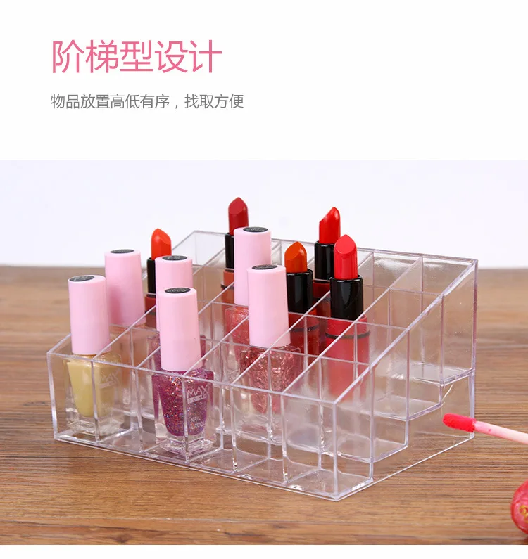 36 Grid Acrylic Lipstick Box Makeup Organizer Storage Box Lipstick nail polish organizer Display Holder Cosmetic Organizer Box supplier