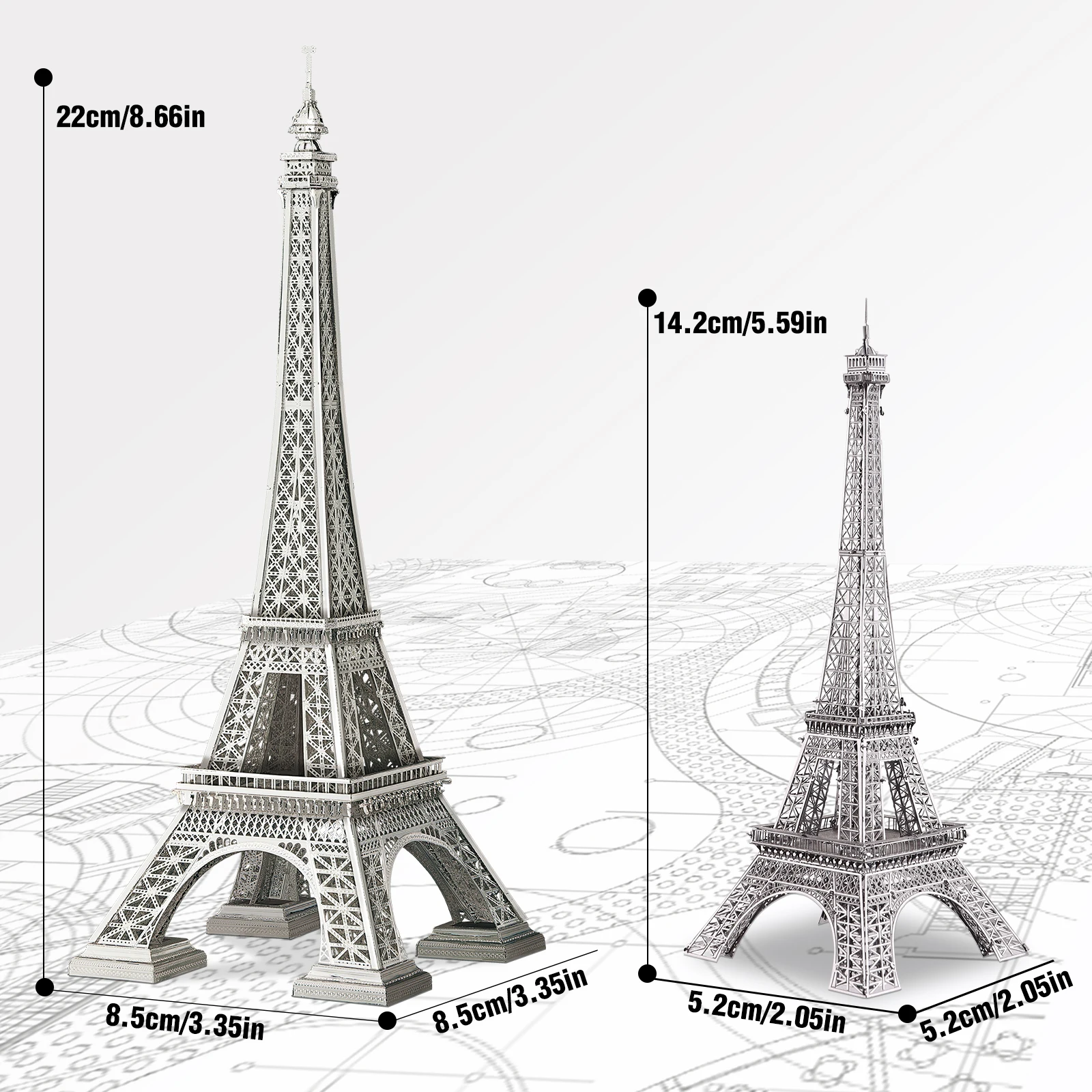 Piececool Famous Landmark Eiffel Tower Large Puzzle Game  Intelligence Assembling Metal Model Kit 3D Puzzle for Adults