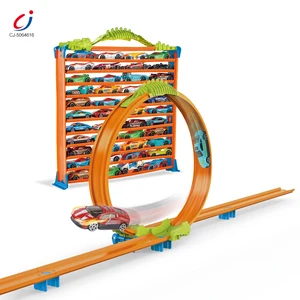 Chengji Toy Car Track Storage Play Multifunctional Rail 5pcsAlloy Race Car 360 Degree Loop Garage Racing Speed Ejection Track
