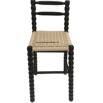 Custom Nordic Factory OEM ODM kitchen restaurant Paper Cord Bar woven rope seat and solid wood dining chair