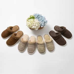 Custom Logo Comfort Fur Couples Indoor Home Winter for Slippers Fluffy Microfabric with PVC Outsole Closed Toe Anti-Slip