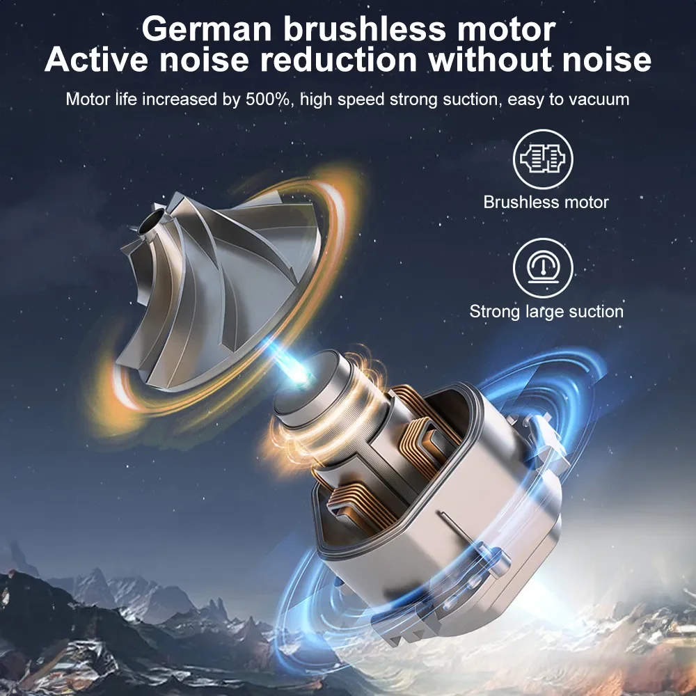High Power Brushless Motor ABS Vacuum Cleaner Dust Blower Rechargeable 12000pa Wireless Handheld