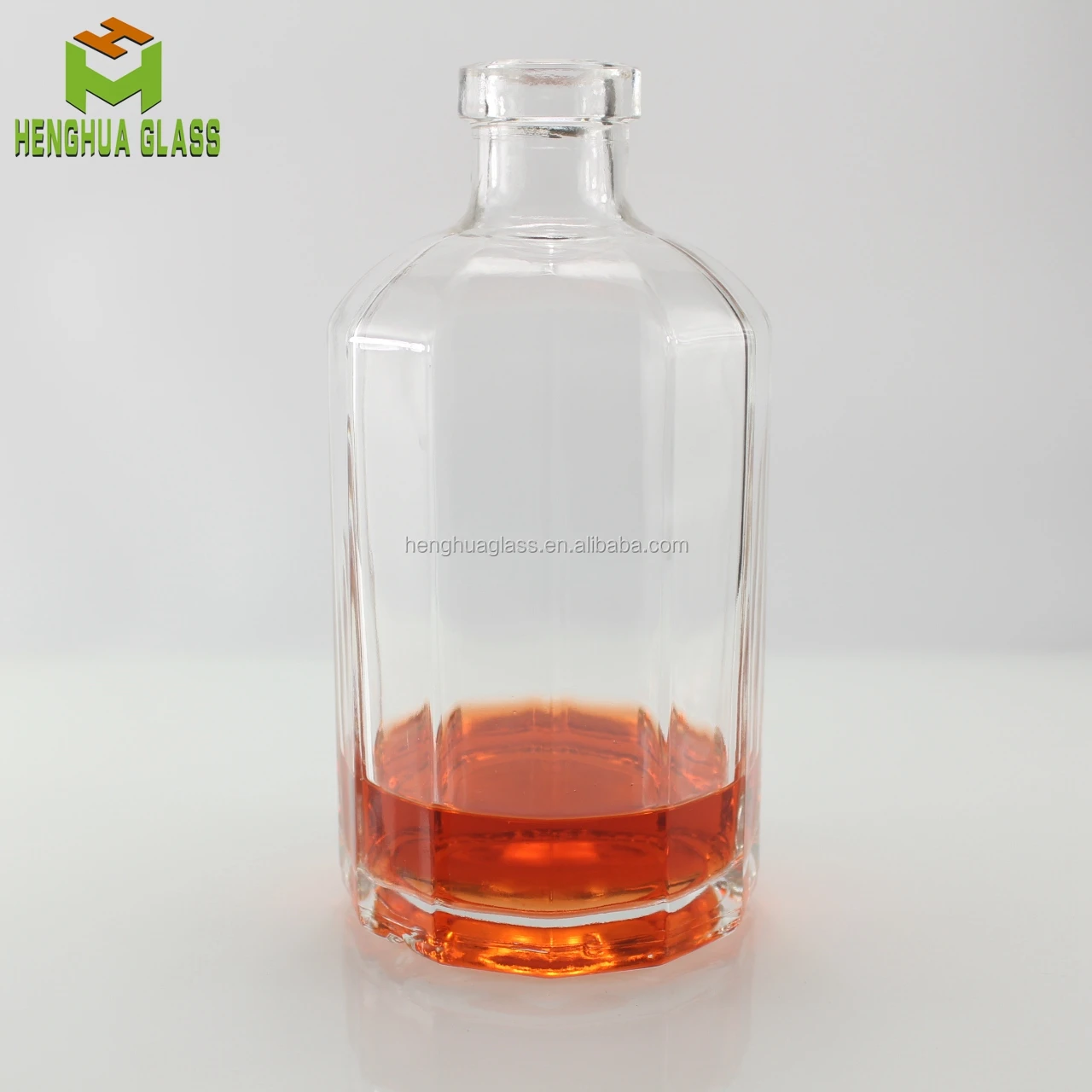 Custom clear 1000ml 1l  Unique Shape  Flint Glass Liquor Bottle 1 Liter Polygon Vodka Wine Brandy Spirits Whiskey Glass Bottle