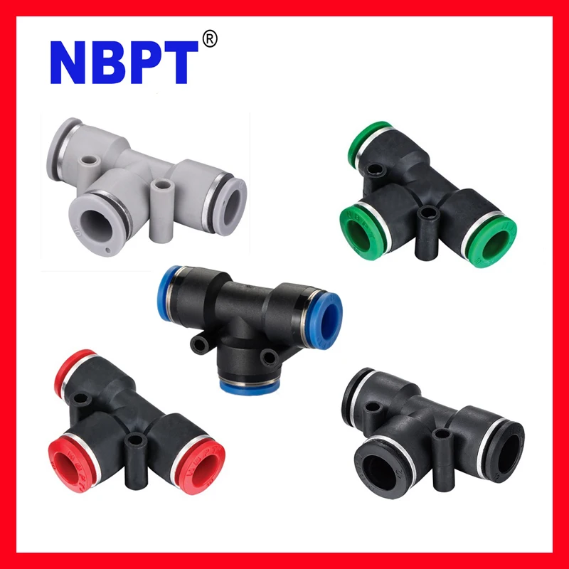 Red Blue White Black Plastic Quick Release 3 Way Four Way Pipe Fitting, 3 Ports Pneumatic Hose Fittings Three Way Tube Fittings