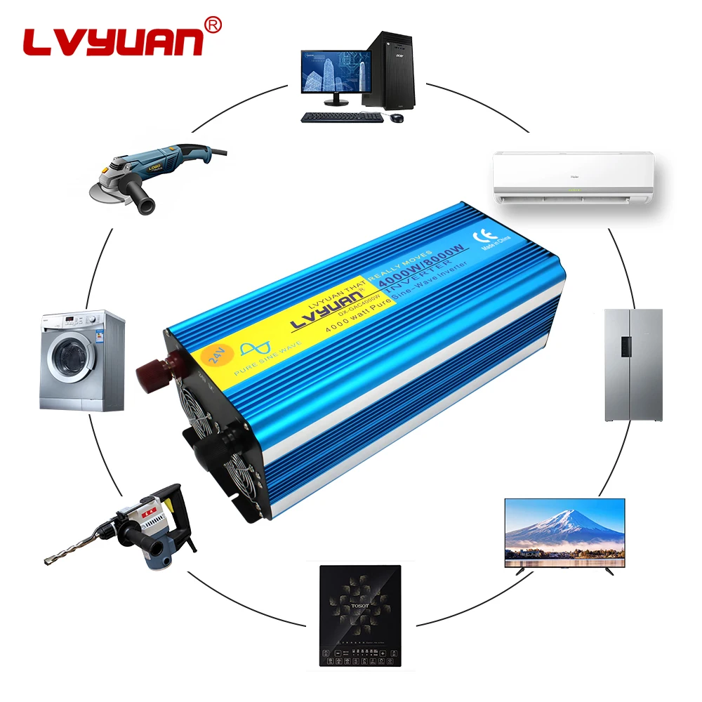 LVYUAN Pure Sine Wave 4000W Power Inverter 12V to 110V (Peak) 8000W Co