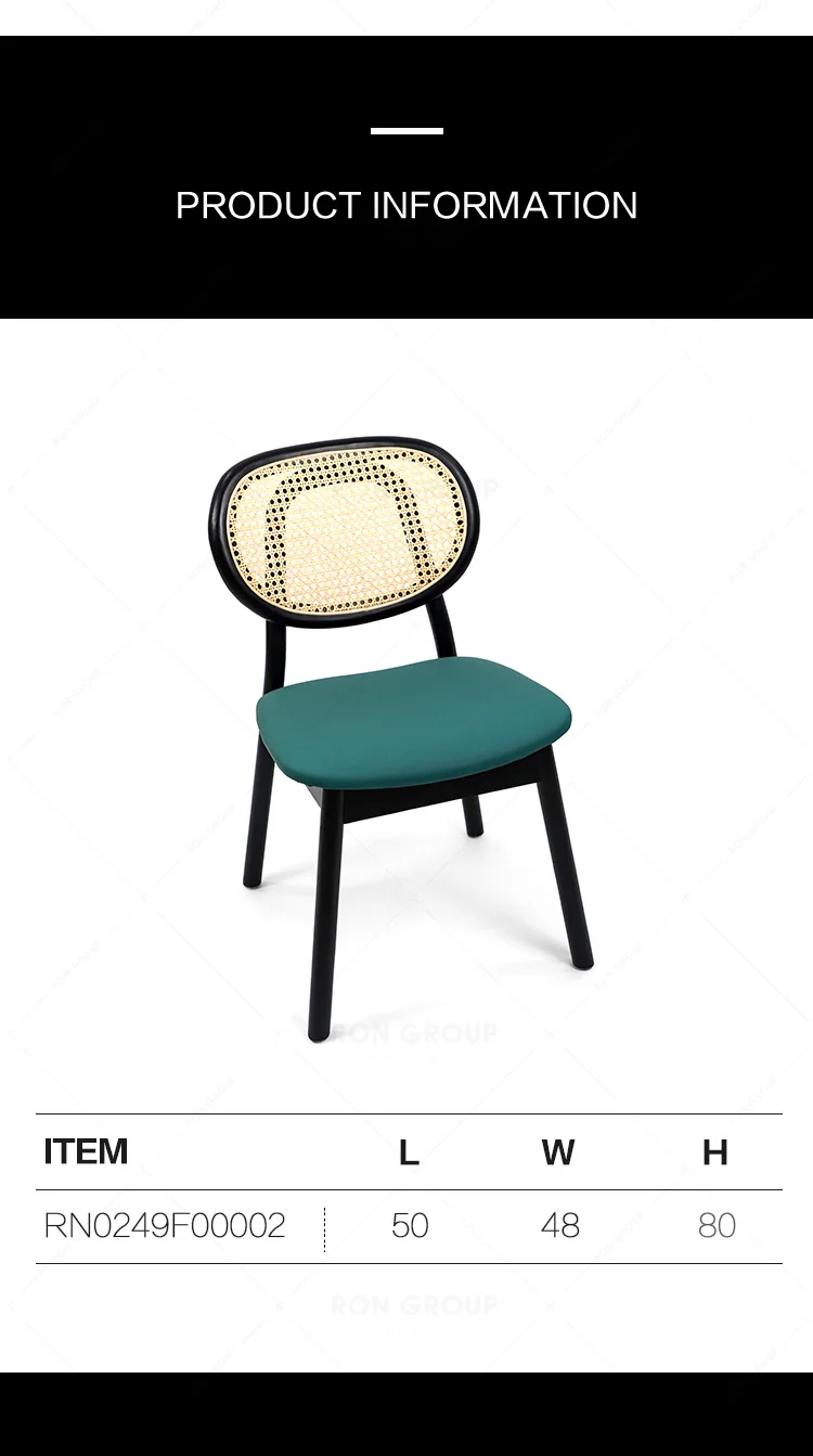 Good quality rattan wooden GreenDining Chair Comfortable Upholstered Soft Chair for Restaurant hotel  party