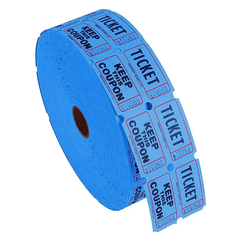 Custom Printing Colorful Event Ticket Blank Raffle Tickets Double Roll for Fair Carnival Games School Activities