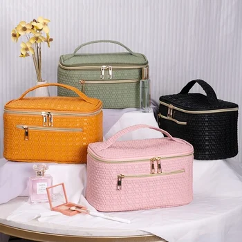 Custom Large Capacity Multi-Functional Portable PU Leather Waterproof Cosmetic Bag Travel Storage Pouch Makeup Bag