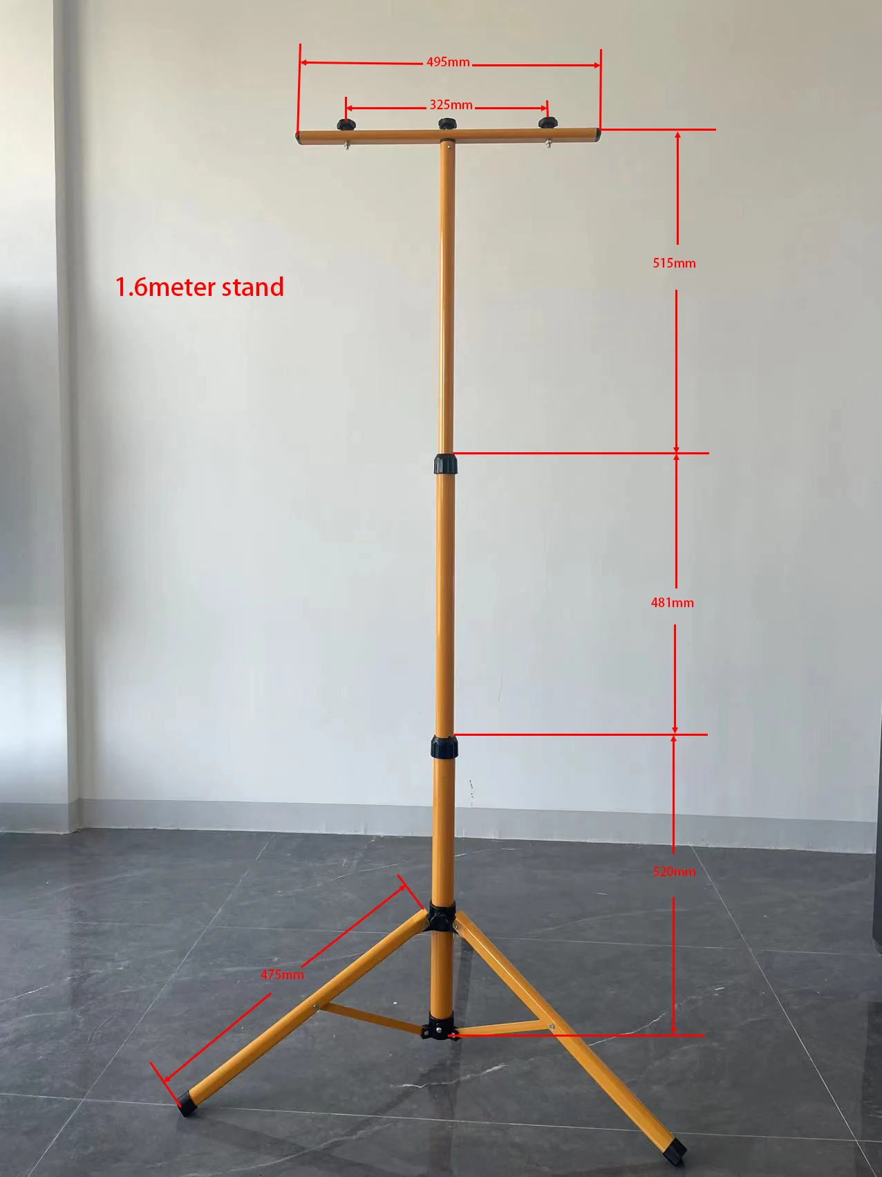 1.6M 2M 3M Yellow Metal Support Custom Black Red S Shape Type Floodlights Projector Triangle Bracket Tripod Holder Stand.