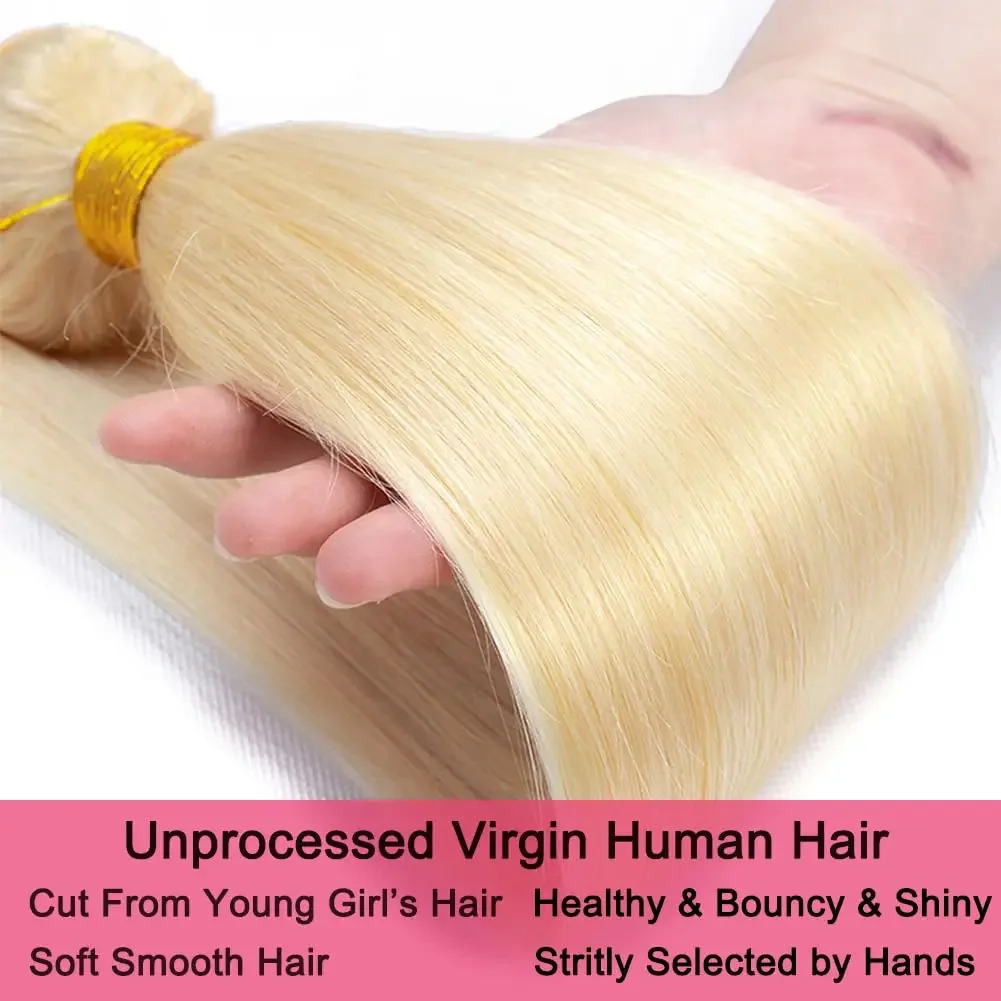 613 Honey Blonde Bundles Brazilian Straight Human Hair 26 28 30Inch_voghion.com