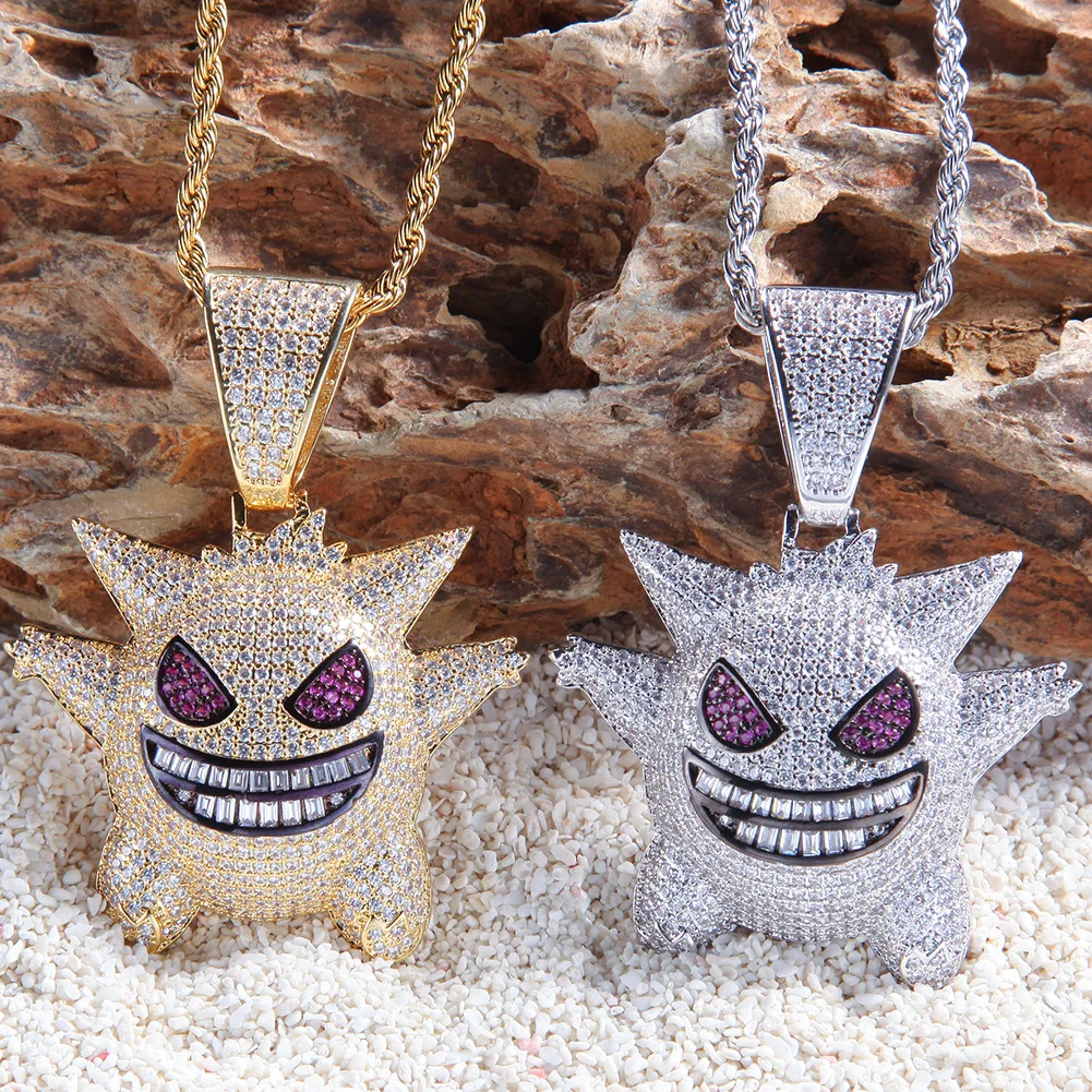 Gengar Pendant Necklace Gengar Chain Diamond Iced Gengar Pendant