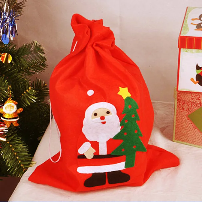 红色毛毡圣诞老人麻袋