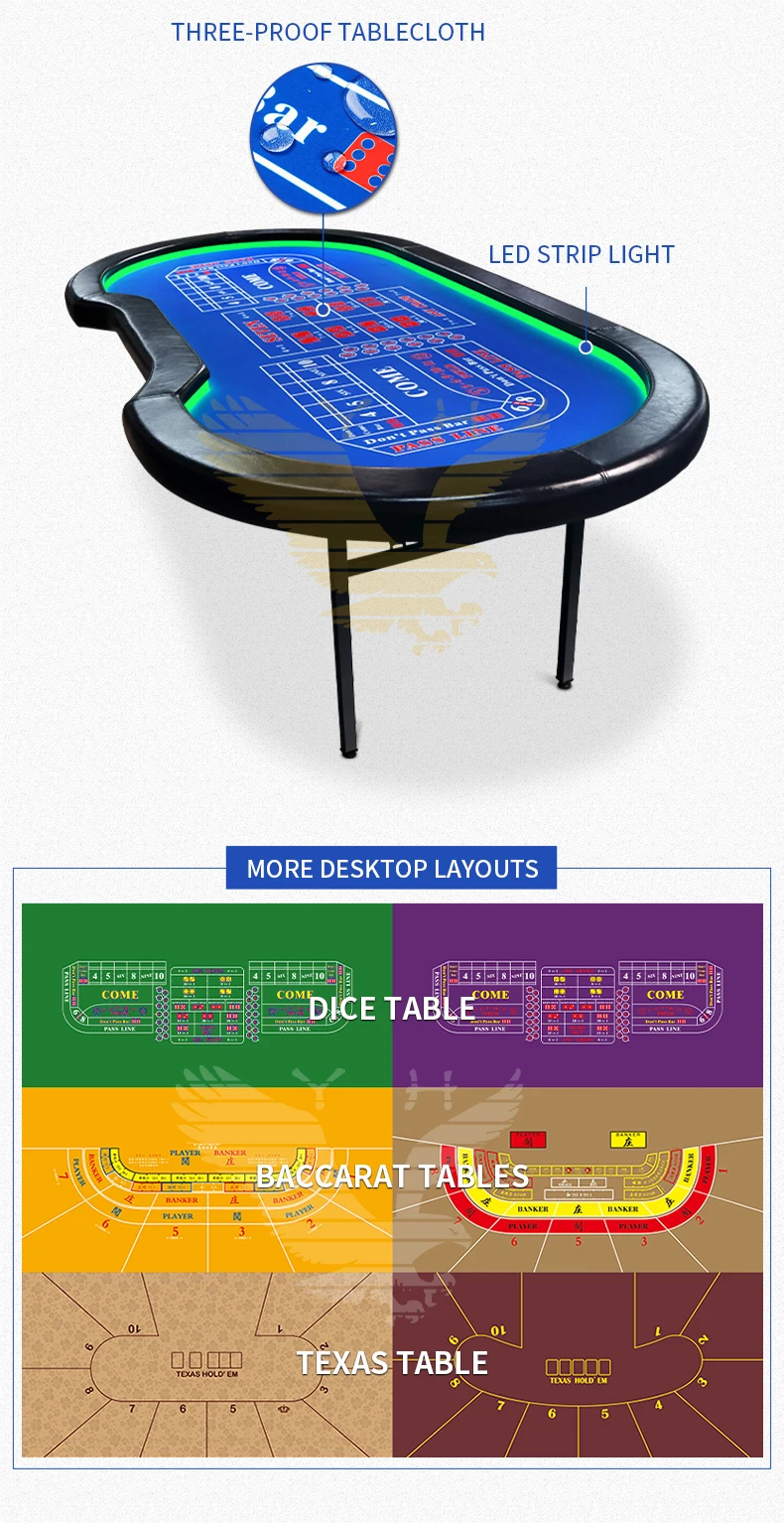 Yh Led Mini Portable Foldable Casino Craps Table Folding Gambling Dice