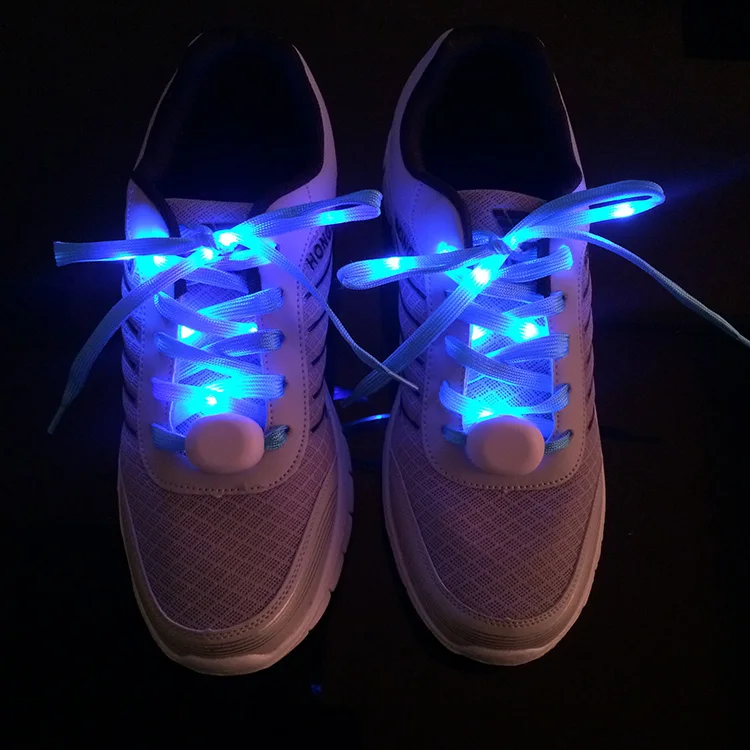 Wholesale Custom Logo Colorful Maker Round Fashion Charm Flashing Luminous Light Shoe Laces Shoestring LED Shoelaces Wedding