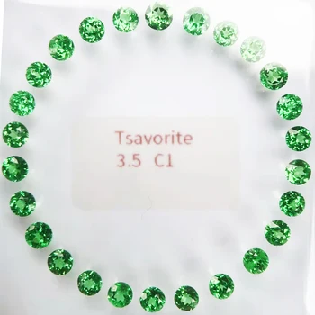 Round Brilliant Cut 0.8mm ~ 5.0mm Good Quality real jewelry precious loose gemstone green garnet stone Natural Tsavorite