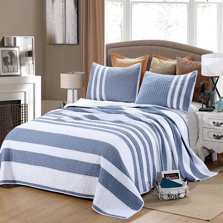 100% polyester stripe printed microfiber  bedding comforter set