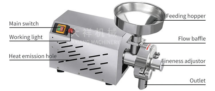 DX-55 Small Business Automatic 3000W Big Power Cereals Maize Coffee Grinding Machines manufacture