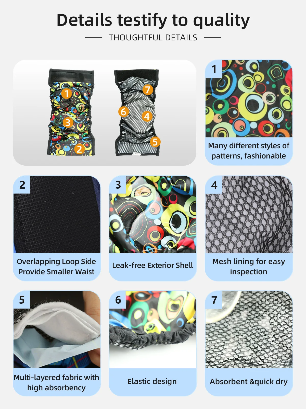 Wholesale Reusable Male Dog Belly Wraps Washable Cloth Male Dog Diaper - product detail 4