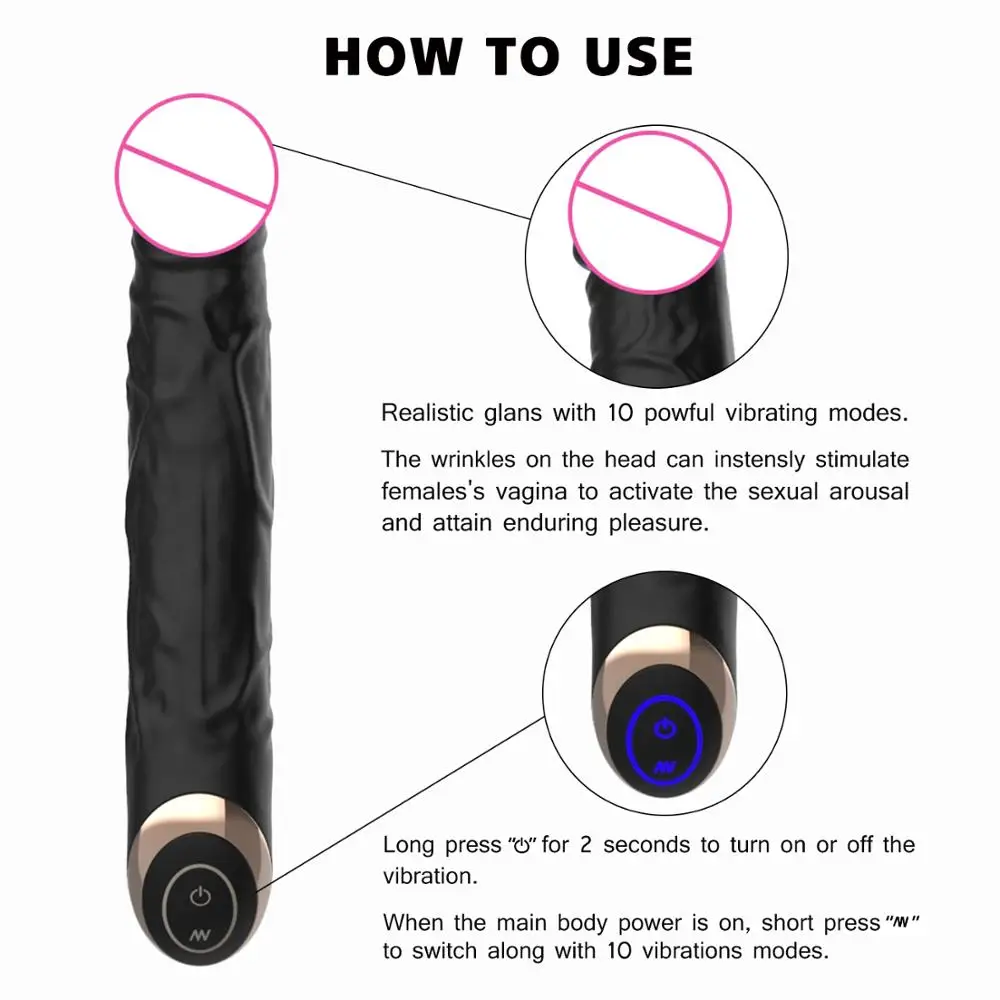Realistischer Vibrationsdildo mit 10 Frequenzen, wasserdicht  Sex Spielzeug