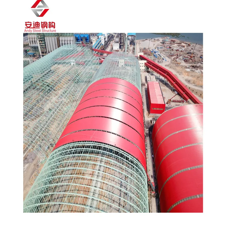 Galvanized Steel Space Grid Frame Truss Dome Structure Dry Coal Shed in Power Plant
